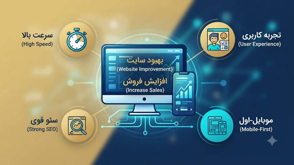 تصویر شاخص مقاله راهنمای جامع بهبود وب‌سایت، سرعت، سئو و افزایش نرخ تبدیل.