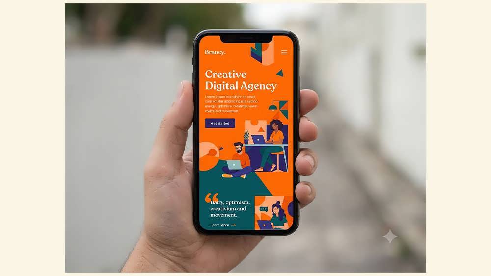 طراحی وبسایت آژانس خلاق با رنگهای پویای نارنجی و تیک - Dynamic Orange and Teal Agency Website Design