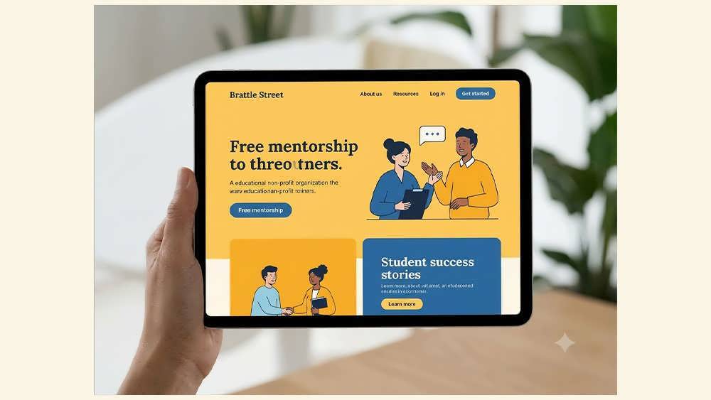 طراحی وبسایت زرد و آبی برای سازمان تحصیلی - Yellow and Blue Educational Website Design