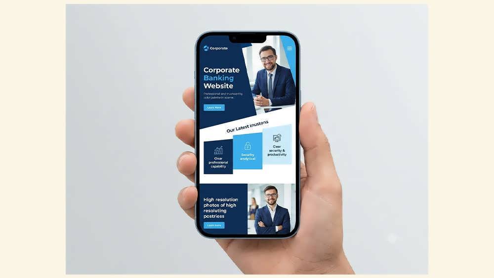 طراحی وبسایت بانکی شرکتی با رنگهای آبی و حرفهای - Corporate Banking Website Design with Blue Colors