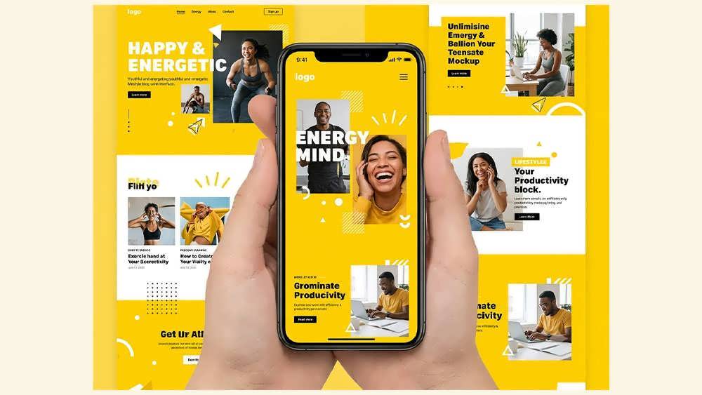 طراحی وبسایت سبک زندگی با رنگهای پرانرژی زرد و سفید - Youthful Yellow and White Website Design