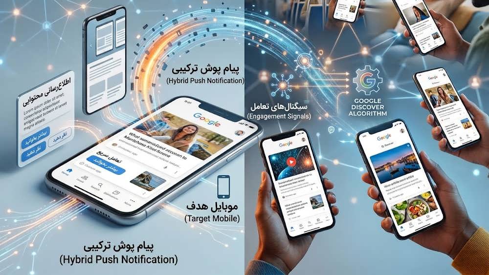 نمودار چرخه تعامل مثبت و رشد در گوگل دیسکاور با پوش نوتیفیکیشن