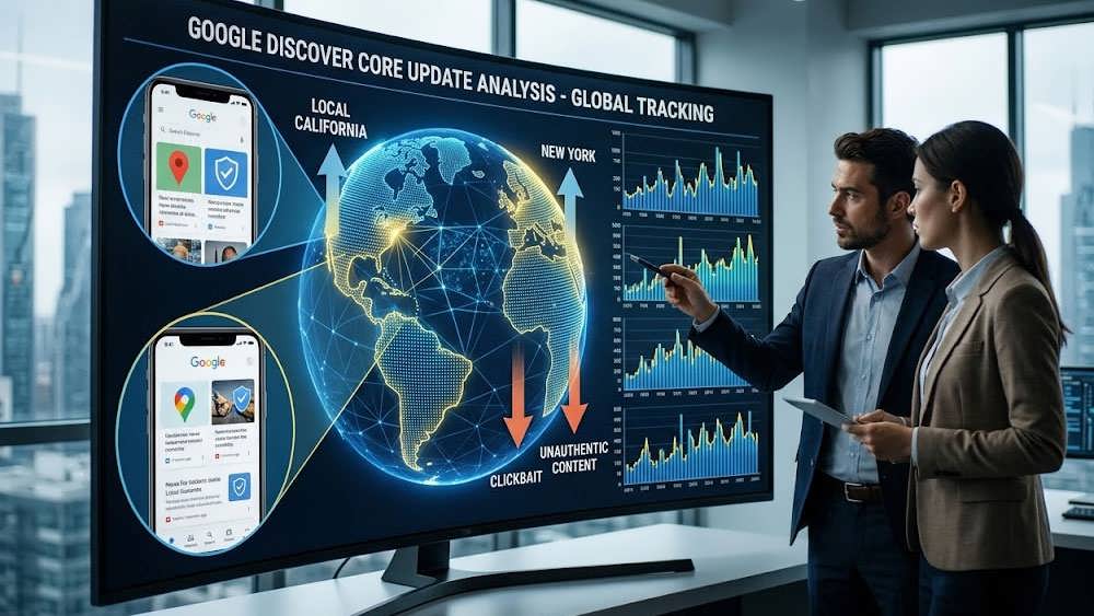 نمودارDiscoverSnoop نشان دهنده سقوط دیده شدن Yahoo.com، Fox و Twitter در گوگل دیسکاور پس از آپدیت