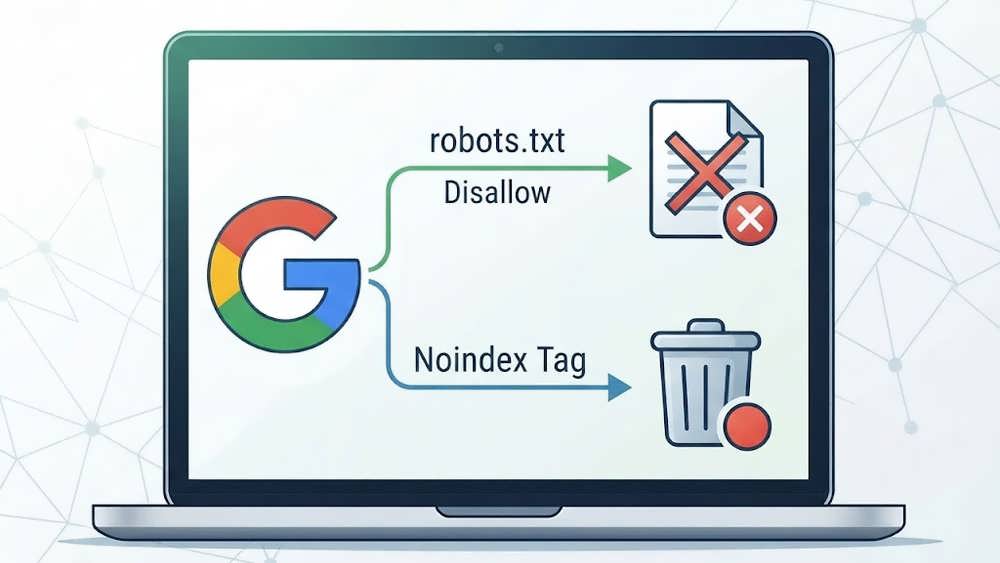 اینفوگرافیک مقایسه robots.txt و noindex