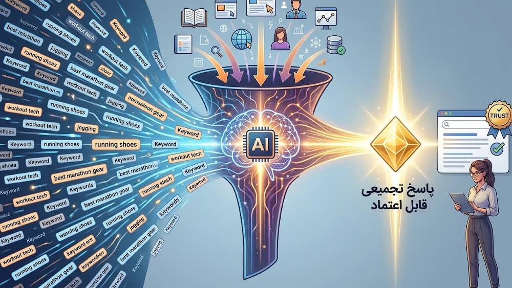 تصویر فشرده سازی کلمات کلیدی هوش مصنوعی: همگرایی داده ها به یک پاسخ واحد و مورد اعتماد