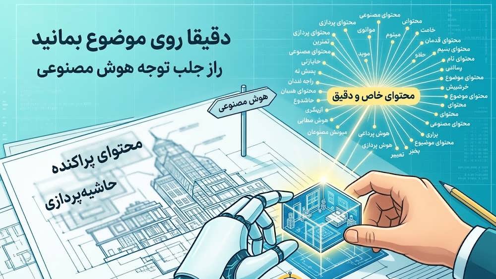 تصویر گرافیکی نشان دهنده یک مدل دقیق معماری که توجه هوش مصنوعی Claude را جلب کرده و منجر به ارجاع شده است، در مقابل محتوای متفرقه