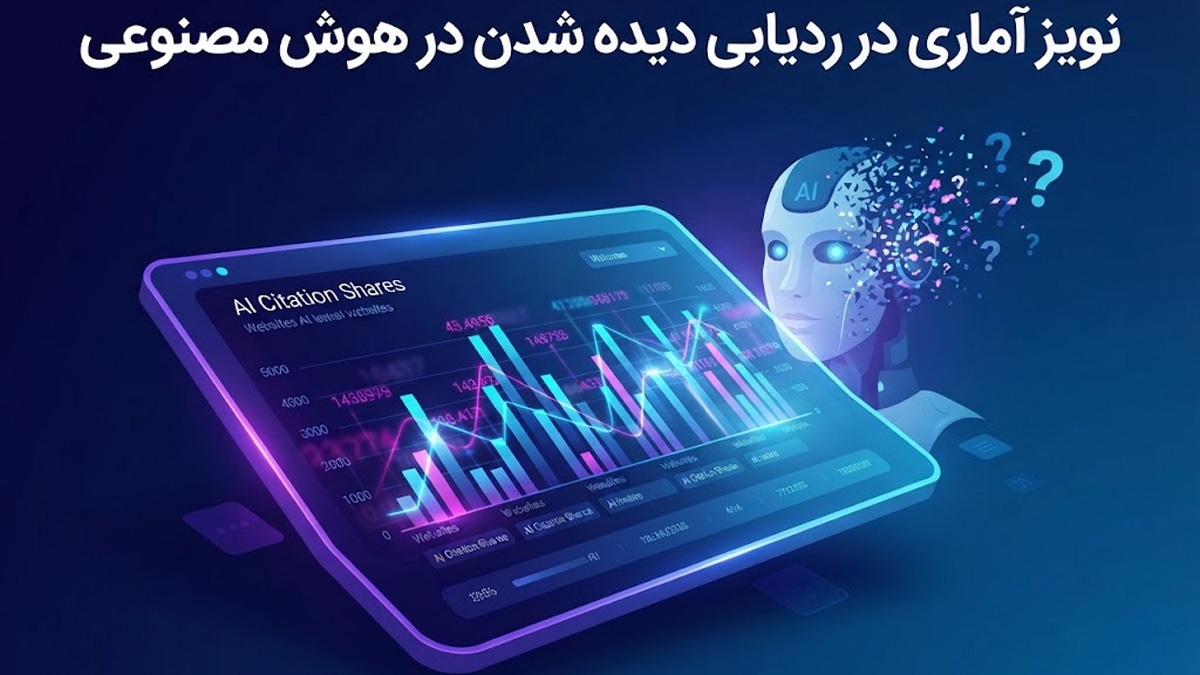 نمودارهای متغیر و ناپایدار روی داشبورد هوش مصنوعی که نشان‌دهنده نویز آماری است.